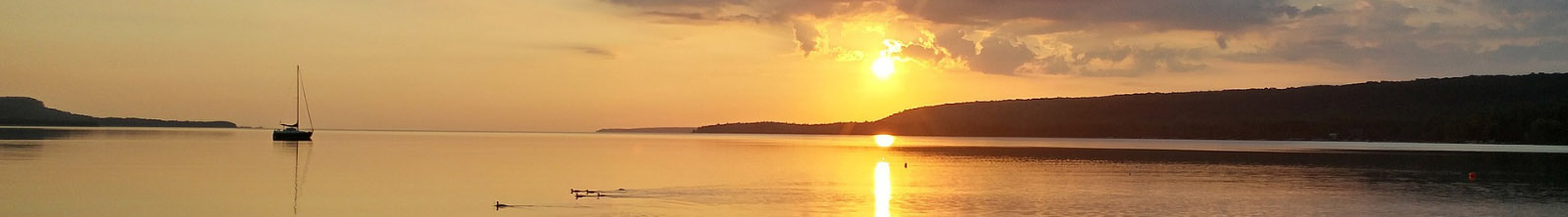 Sunset view of a shore on Lake Michigan