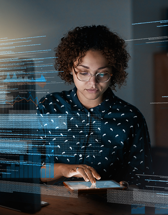 person in front of a computer screen