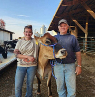 Lakeshore Technical College student Emily Stevens, her pet cow Blondie, and Emily’s dad, Lakeshore graduate John Stevens. Emily is enrolled in the Dairy Management program, the same program her dad graduated from in 1984. They both chose to attend Lakeshore, 400 miles away from their Indiana home. The photo was taken on their farm in Indiana.