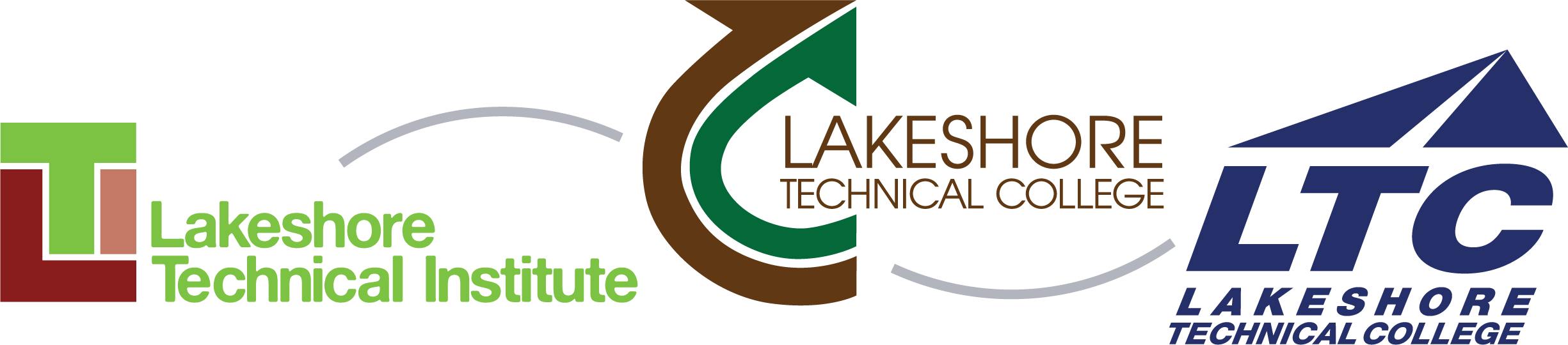 3 previous logos representative of Lakeshore College
