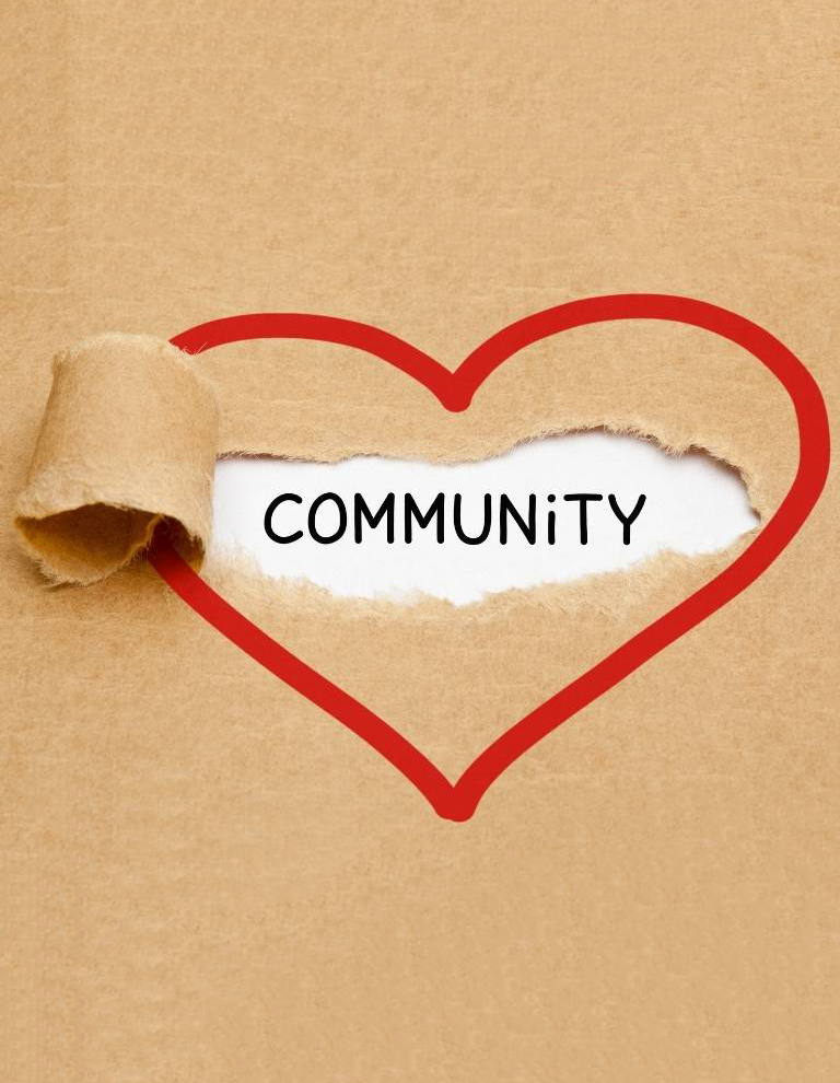 The word Community inside of a heart