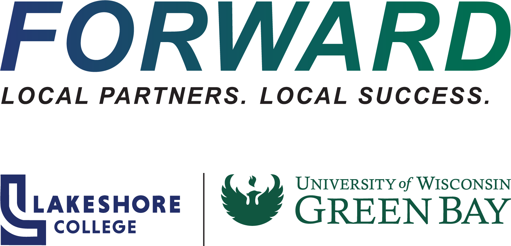 FORWARD logo with Lakeshore College & UW-Green Bay logos
