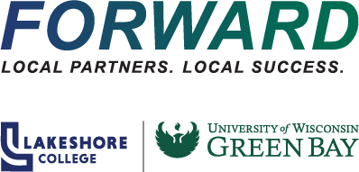 FORWARD, Lakeshore College & UW-Green Bay logos